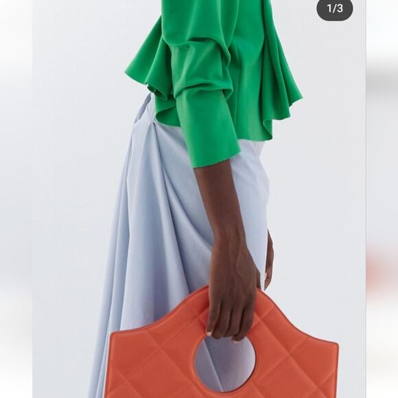 A.W.A.K.E. MODE Asymmetric Draped Midi Skirt Baby Blue 44 Spring Summer 2020 - Picture 3 of 13